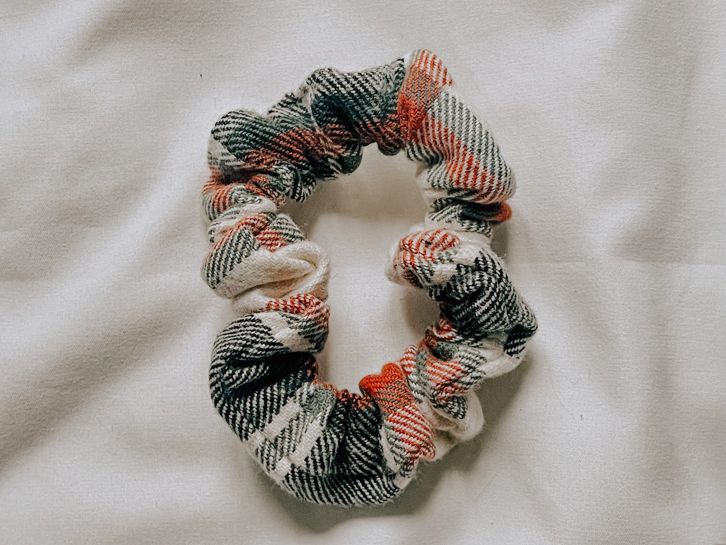 Cotton Scrunchie | Orange and Black Plaid