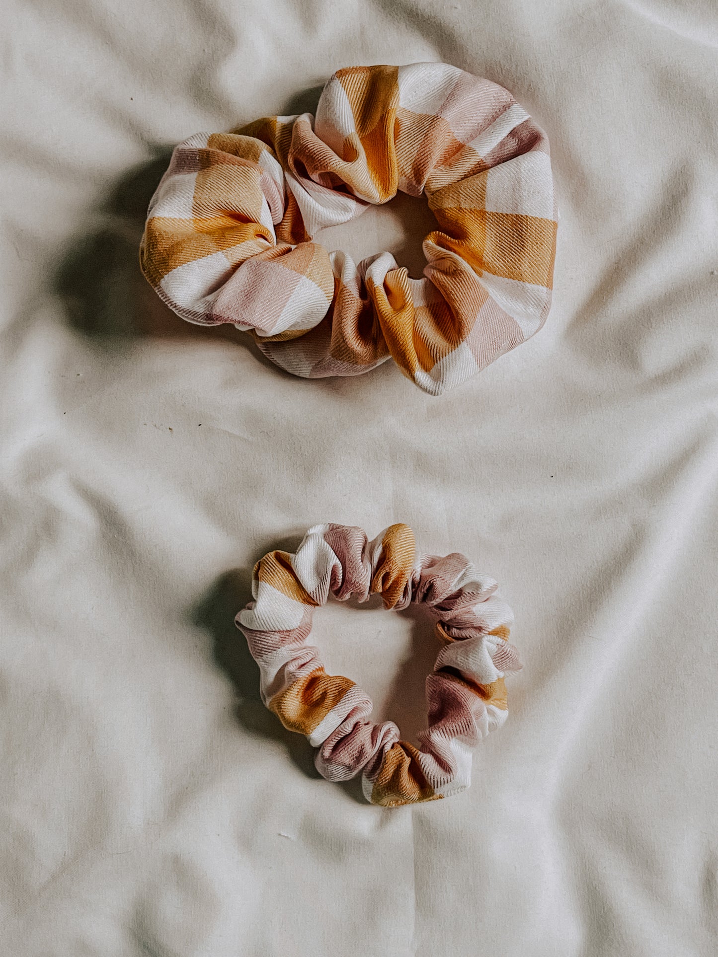 Cotton Scrunchie | Pink and Yellow Check