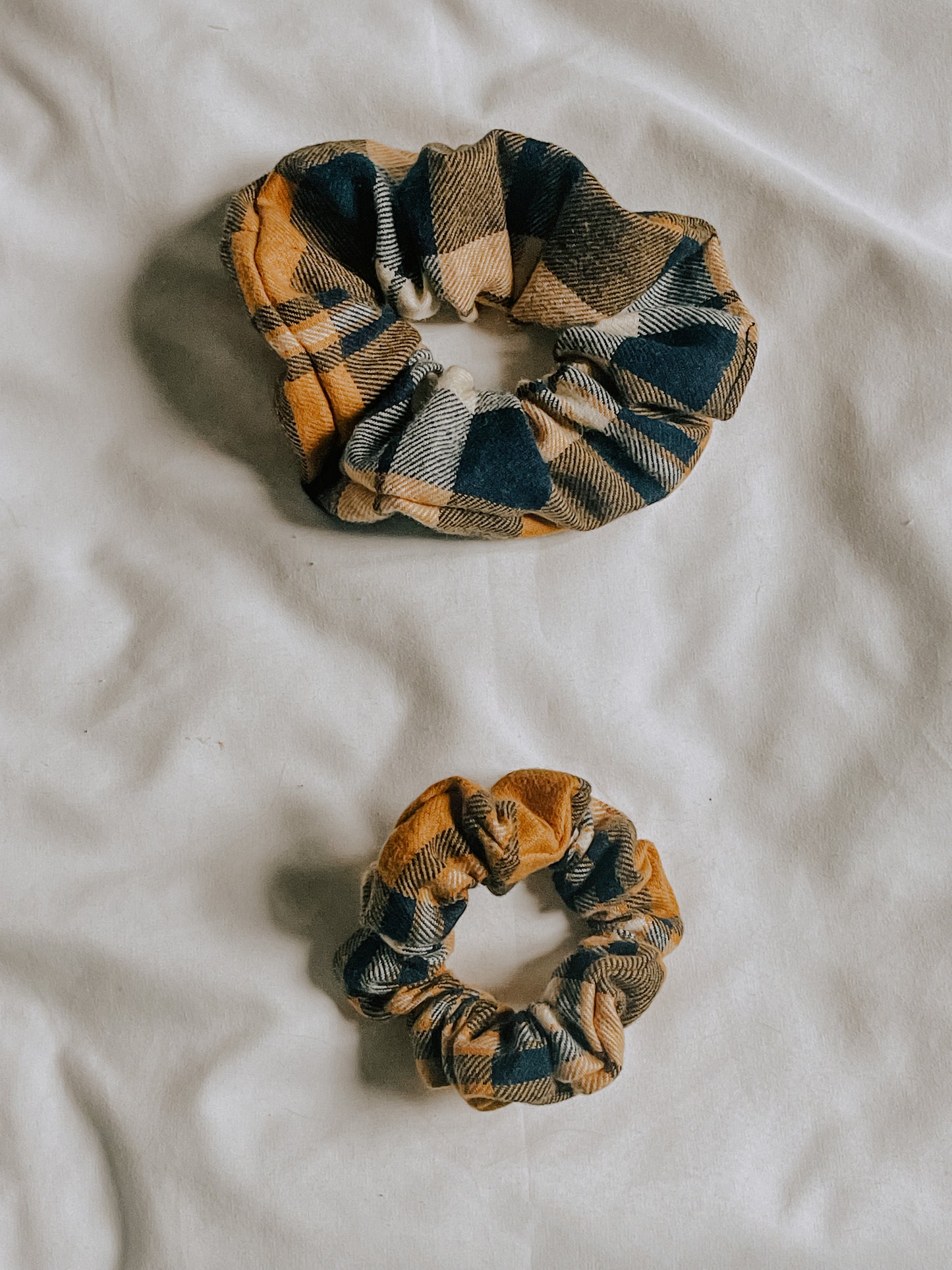Cotton Scrunchie | Navy and Yellow