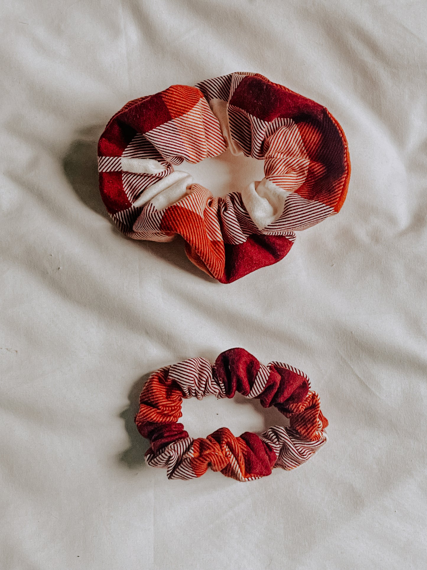 Cotton Scrunchie | Red and Orange Check