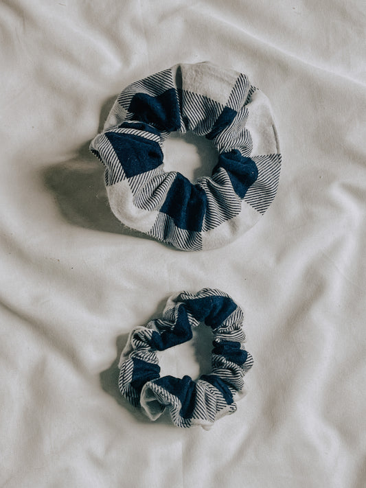 Cotton Scrunchie | Blue Check