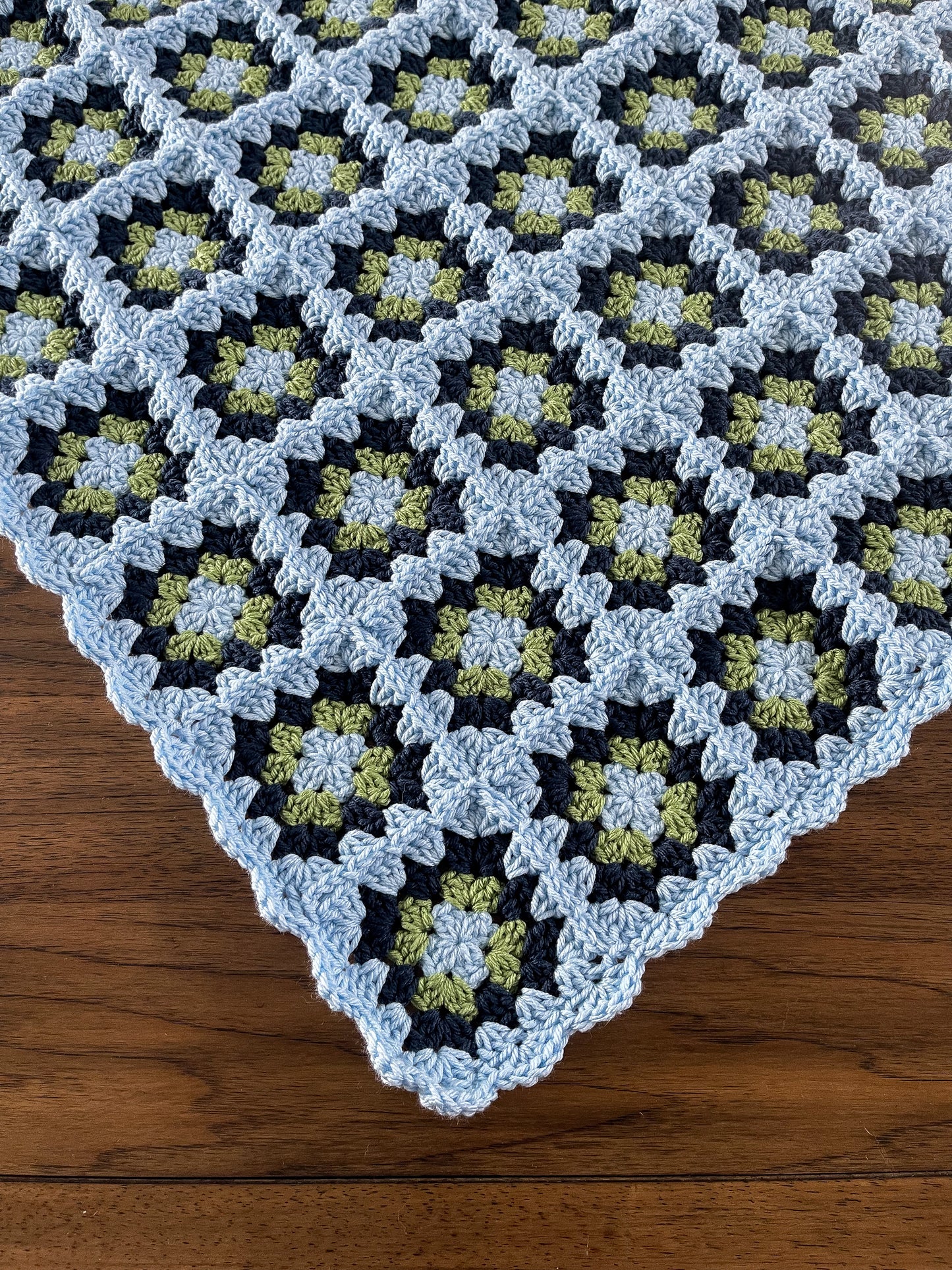 Granny Square Baby Blanket | Blue and Green