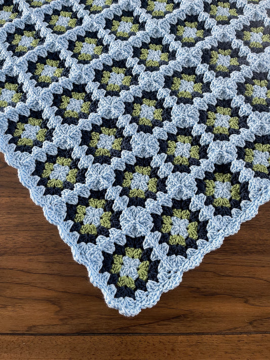 Granny Square Baby Blanket | Blue and Green