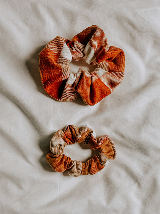 Cotton Scrunchie | Orange Check