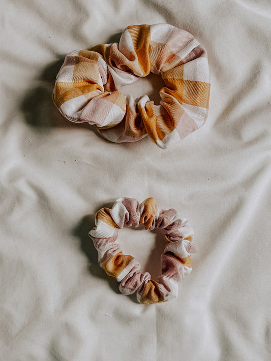 Cotton Scrunchie | Pink and Yellow Check